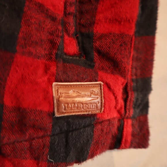 L.L.Bean Men’s Hooded Zip Flannel Jacket – Relaxed Fit – Red/Black Buffalo Check - Picture 6 of 10